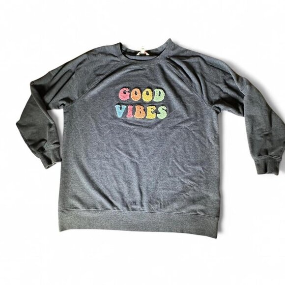 Wildfox Women's Good Vibes Oversized Sweatshirt Sz Large Blue - Picture 2 of 7